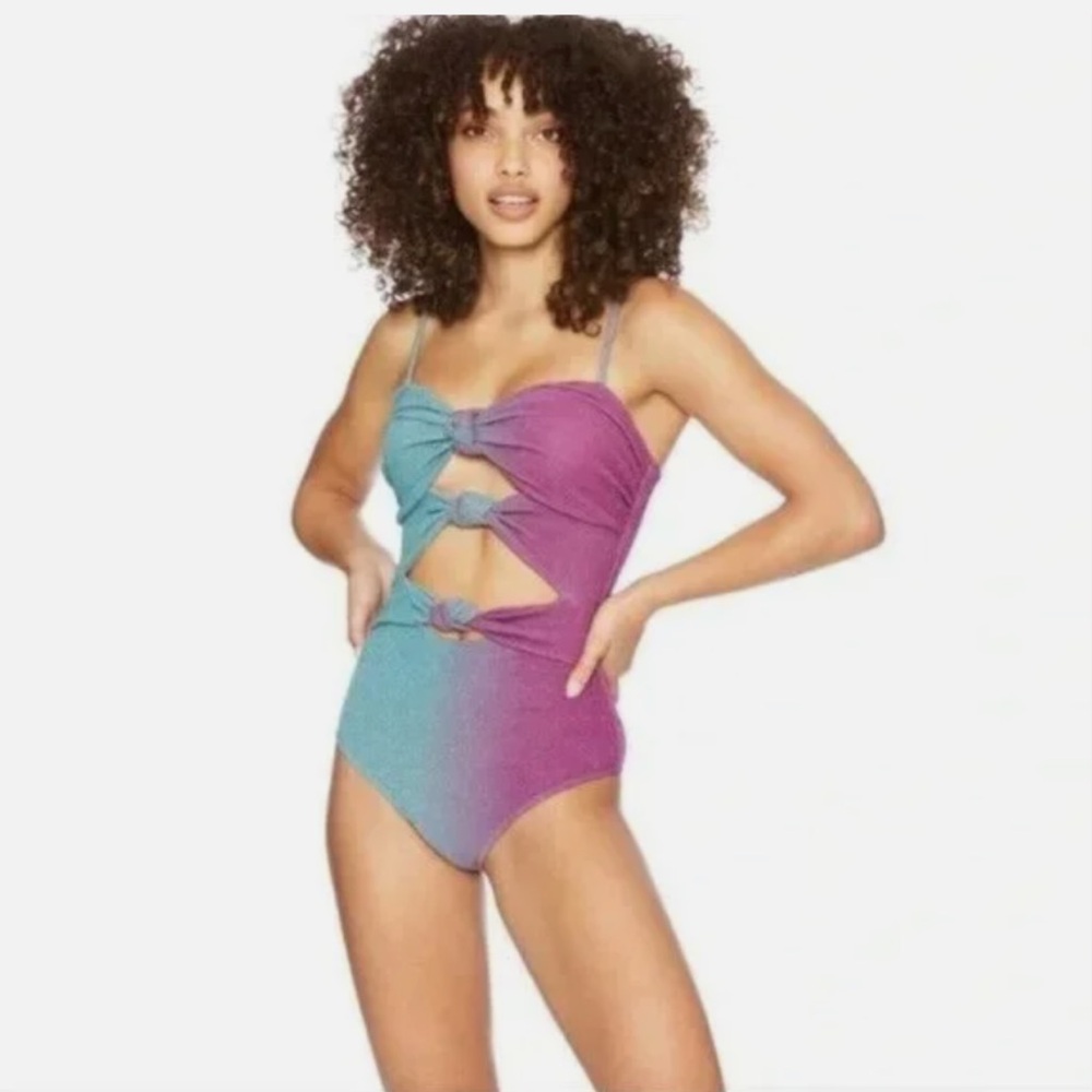 Beach Riot Pink And Blue Sparkle Purple One Piece Swimsuit. Size S